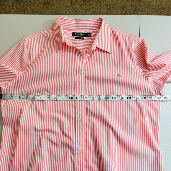 Lauren Ralph Lauren Non Iron Striped Long Sleeve Shirt Women XL Old Money Office - Picture 8 of 10
